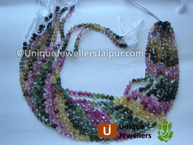 Tourmaline Faceted Coin Beads